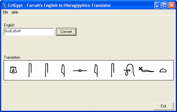 Translate English to ancient Egyptian.